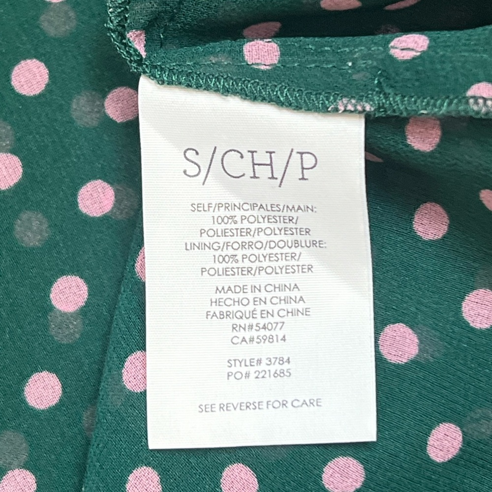 CAbi Size S Flirt Top Green w/Pink Polka Dot with Detachable Green Cami. 2 in 1 - Picture 6 of 10